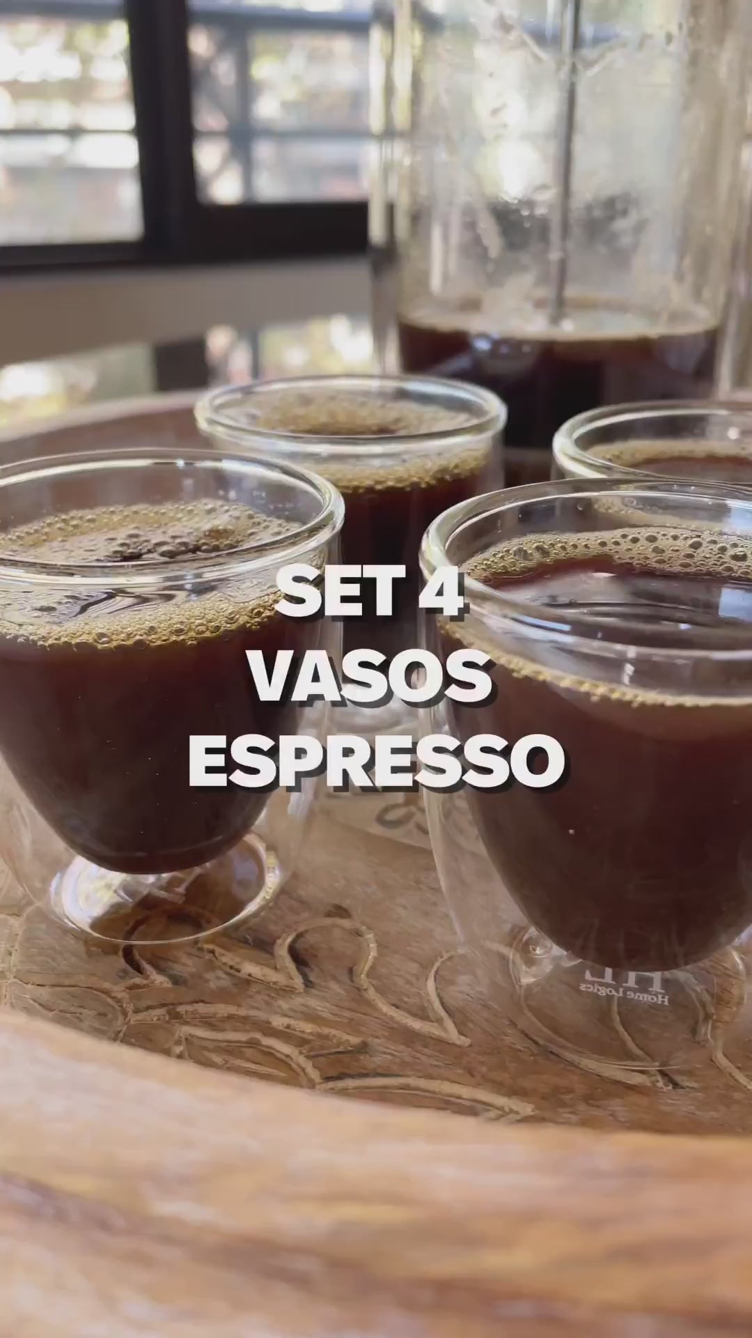 Set 4 Vasos Espresso Double Wall Glass 80 ml Home Logics 1 un
