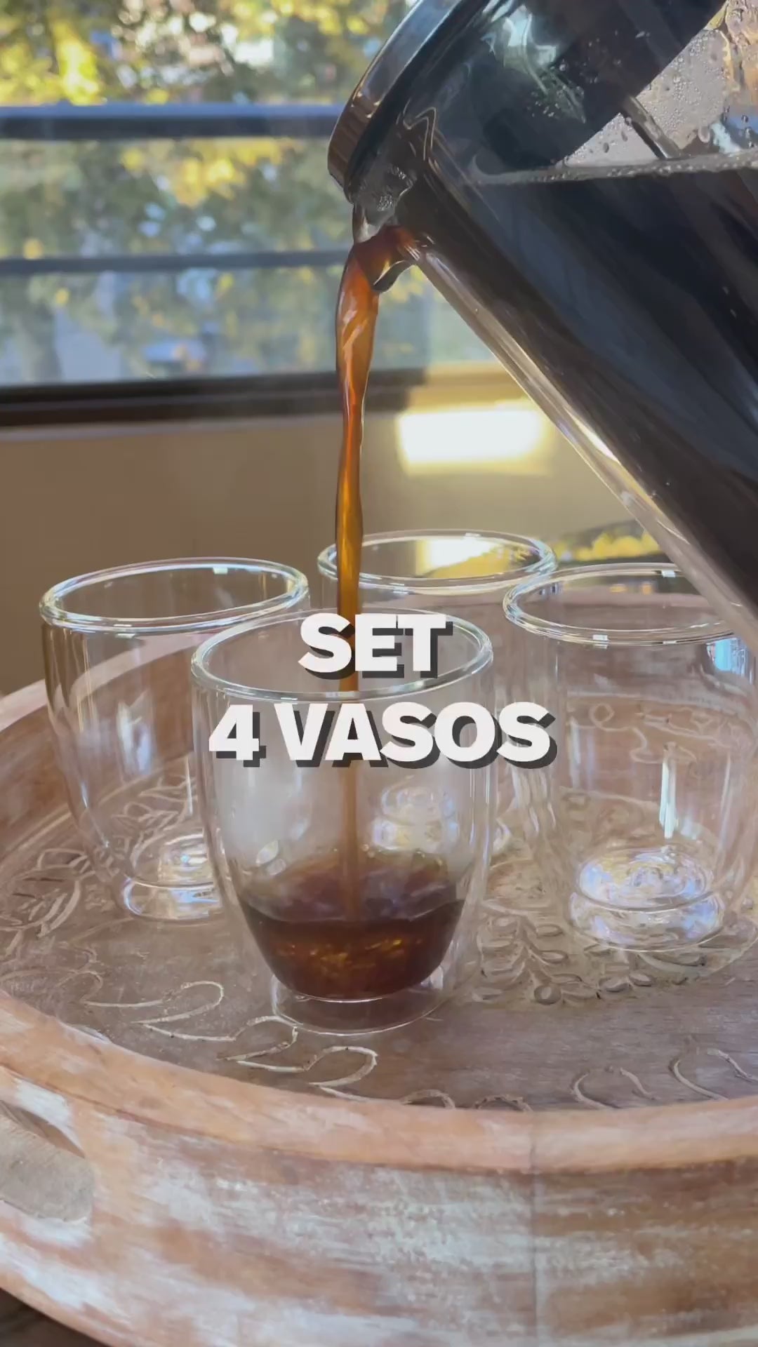 Set 4 Vasos Double Wall Glass 150 ml Home Logics 1 un