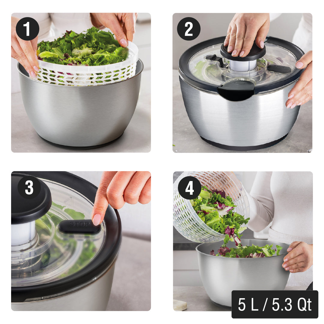 Secador Centrífuga Ensalada Acero Inox 5L Home Logics 1 un