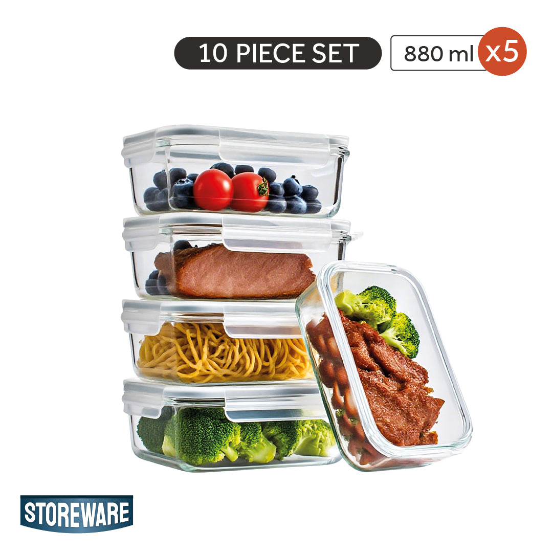 Set 5 Contenedores Vidrio Mealprep 880 ml Storeware 1 un