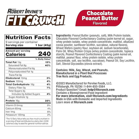 Barrita de Proteína Chocolate y Mantequilla de Maní Fit Crunch 45 g