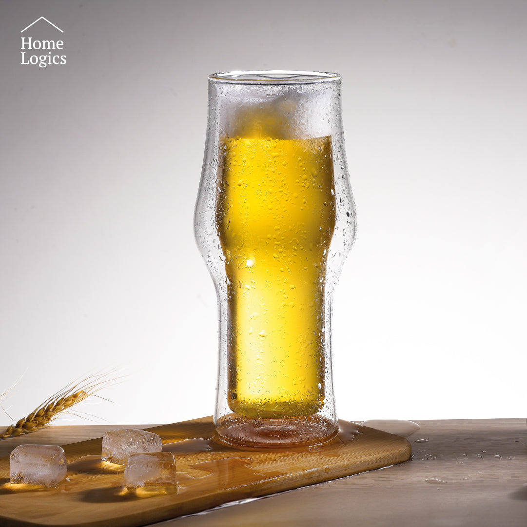 Set 2 Vasos Cerveza Double Wall Glass 400 ml Home Logics 1 un
