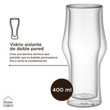 Set 2 Vasos Cerveza Double Wall Glass 400 ml Home Logics 1 un